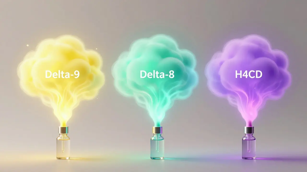 Abstraktní vizualizace různých účinků kanabinoidů