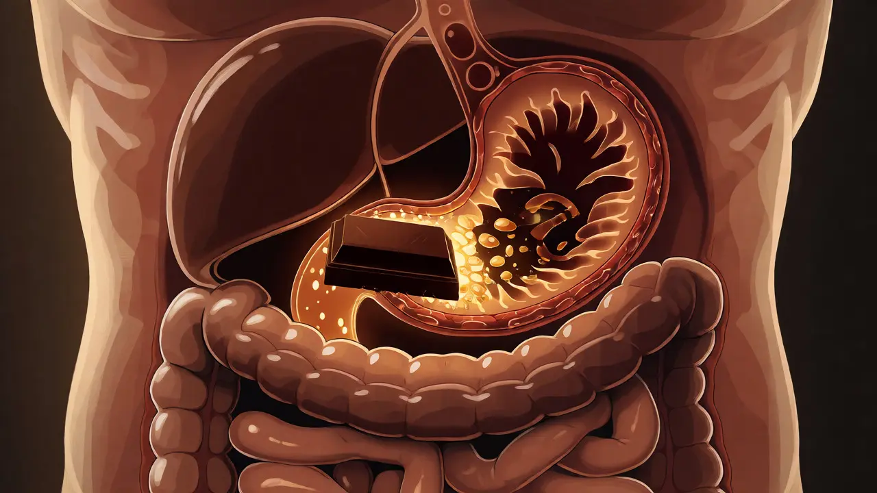 Ilustrace trávení CBD čokolády v těle