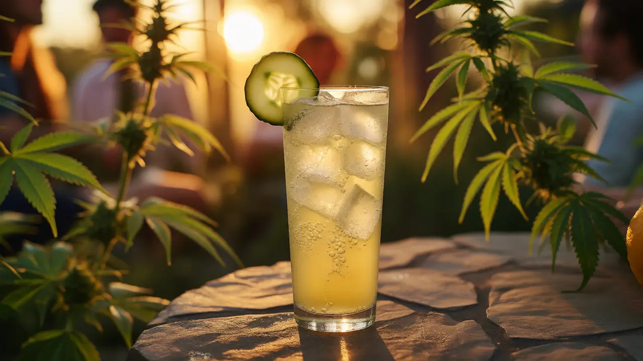 Osvěžující koktejl z hemp vodky s tonikem a okurkou